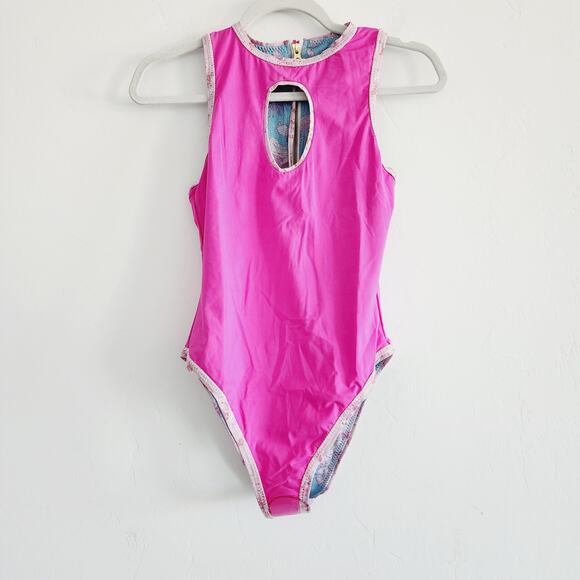 LoveShackFancy x Hurley Reversible Floral Blue & Pink One-Piece Swimsuit Medium - Picture 5 of 14
